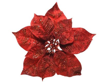 Poinsettia on clip (red) - image 1