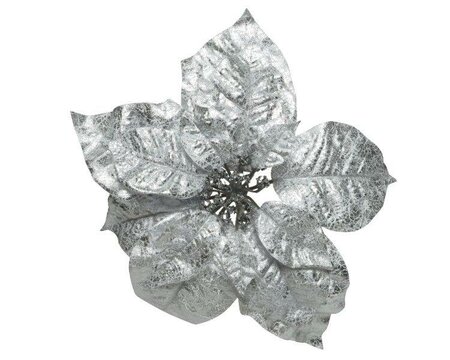 Poinsettia on clip (silver) - image 1