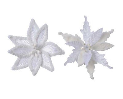 Poinsettia on clip (white) - image 1