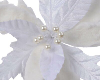Poinsettia on clip (white) - image 3