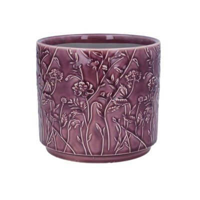 Purple Trailing Blooms Stoneware Pot (14cm dia.)