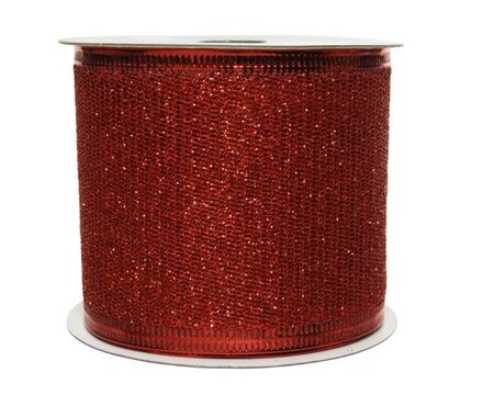 Ribbon polyester glitter (red)