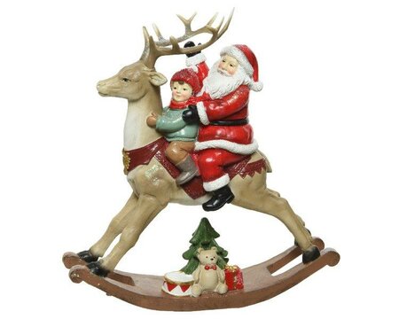 Santa polyresin rocking reindeer (red) - image 1