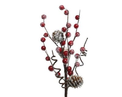 Spray with foam berries & pine-cones, snow finish - image 1