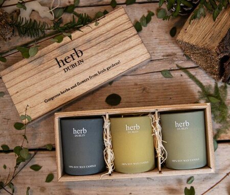 Trio Wood Set: Buttercup, Lemongrass & Peppermint -Image courtesy of Irish Botanics