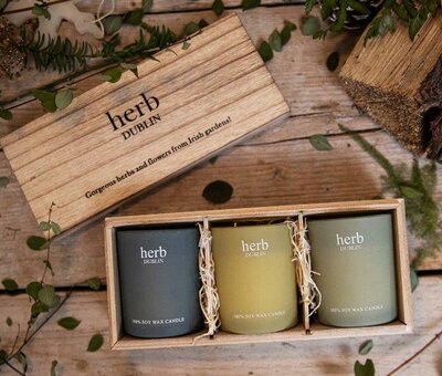Trio Wood Set: Buttercup, Lemongrass & Peppermint -Image courtesy of Irish Botanics