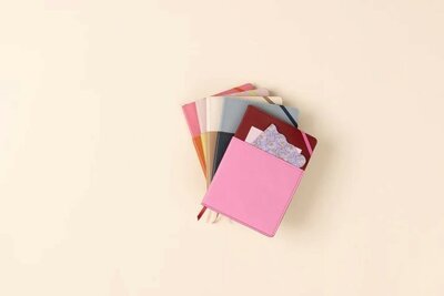 Vegan Leather Pocket Journal - Burgundy & Pink -Image courtesy of DesignWorks Ink.
