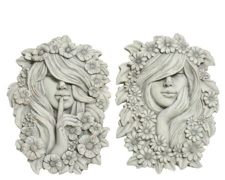 Wall deco polymagnesium lady head