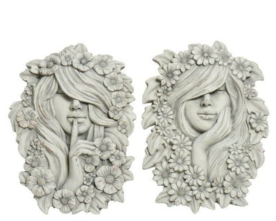 Wall deco polymagnesium lady head