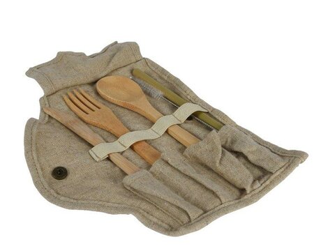 Wooden Cutlery Set With Linen - image 1