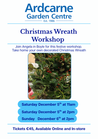 Wreath Workshop - Boyle Saturday December 5th 11am