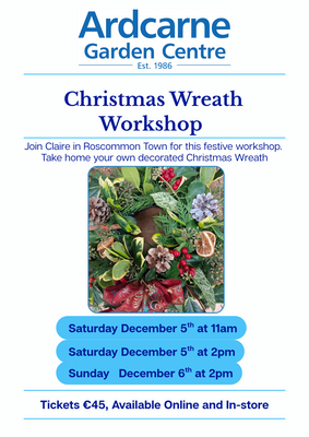 Wreath Workshop - Roscommon Town Sunday December 6th 2pm