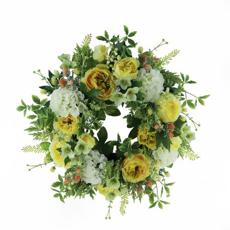 Yellow Floral Wreath, Peony Hydrangea -Image courtesy of Elmes