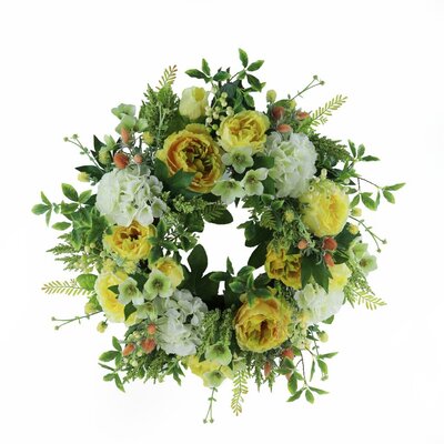 Yellow Floral Wreath, Peony Hydrangea -Image courtesy of Elmes